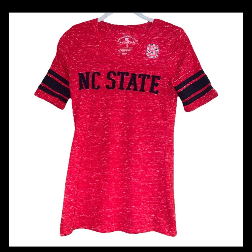 Colosseum Women's NC State Deep V-Neck T-Shirt, Red, Small